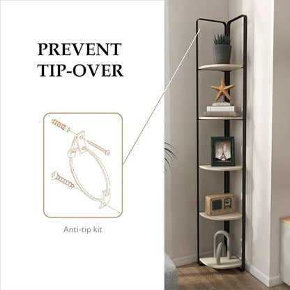 Furniture of America Leif Modern 5 Shelf Bookcase, Two-Tone Corner Bookshelf - Image 8