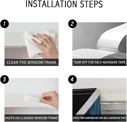 Adhesive Curtain 100% Blackout No-Drill Easy Install - Image 2