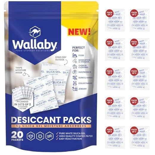 Wallaby 5 gram Food Safe Pure White Silica Gel Desiccant Dehumidifier Packs by WallabyGoods