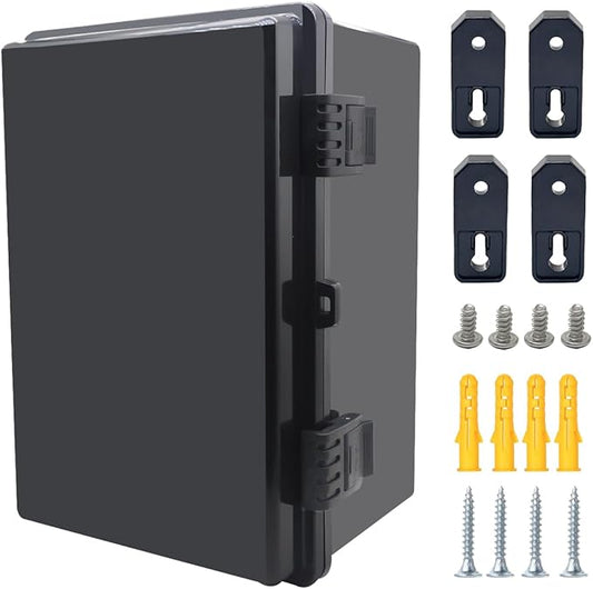 Junction Box, Hinged Black Cover IP67 Waterproof ABS Project Box by Otdorpatio