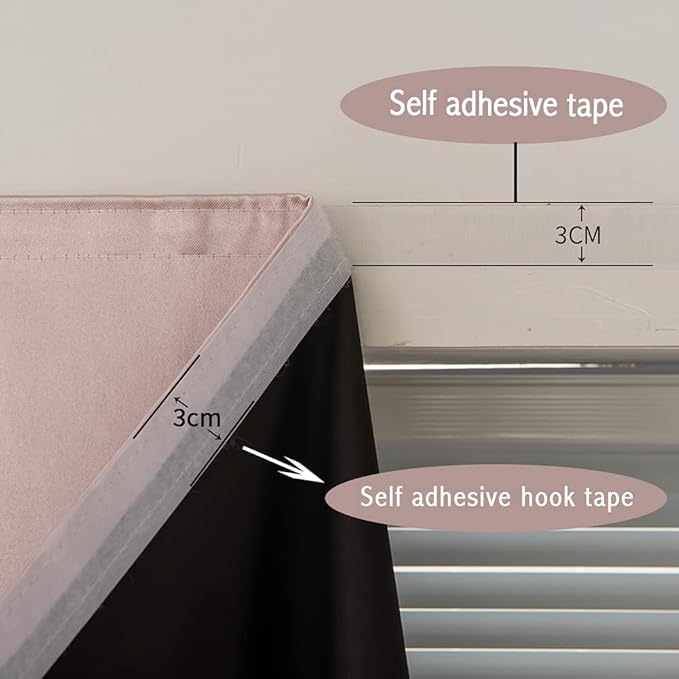 Adhesive Curtain 100% Blackout No-Drill Easy Install - Image 6