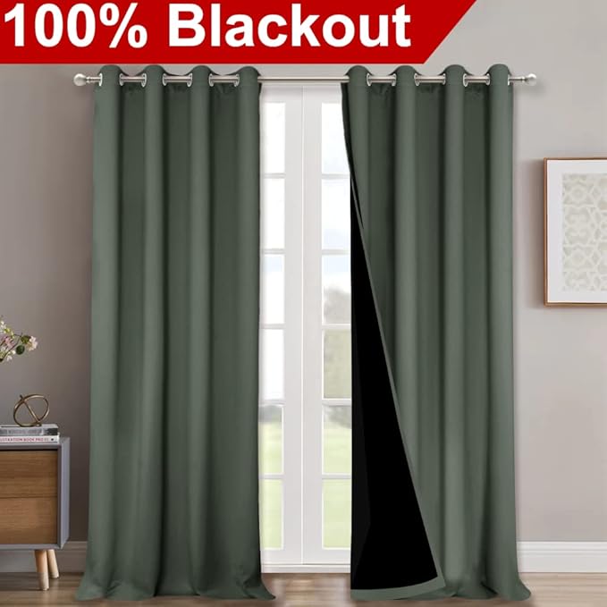 NICETOWN Full Shading Curtains for Windows, Super Heavy-Duty Black Lined - Image 2