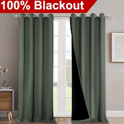 NICETOWN Full Shading Curtains for Windows, Super Heavy-Duty Black Lined - Image 2