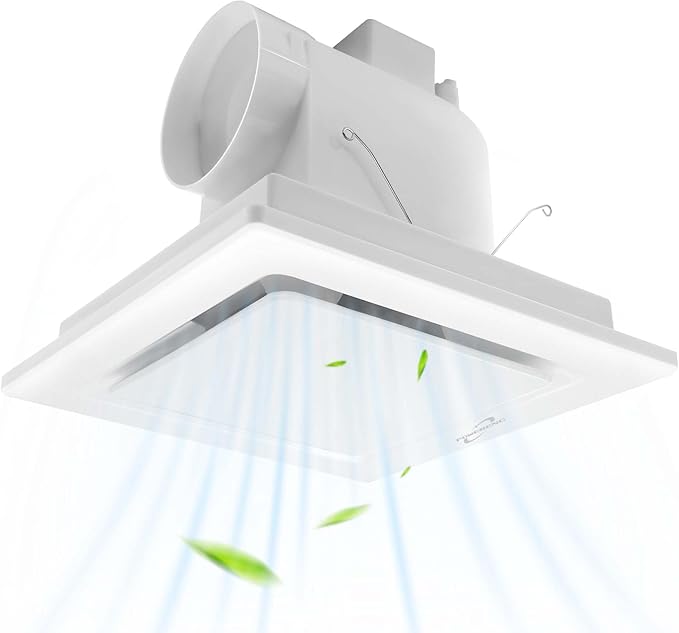 Bathroom Fan Ceiling Mount Exhaust Ventilation, 141 CFM 0.7 Sones, 4 Inches Duct by POWERENG