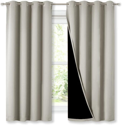 NICETOWN Natural 100% Blackout Lined Curtains, 2 Thick Layers Completely by NICETOWN