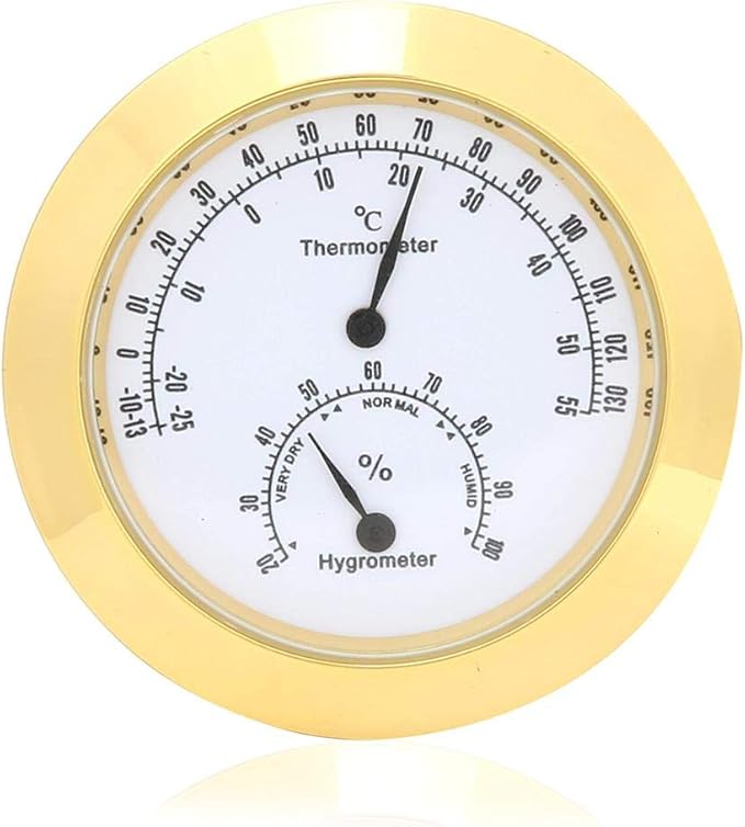 Tbest Guitar Analog Hygrometer, Round Alloy Digital Thermometer Hygrometer by LetYourCarMoreColorful