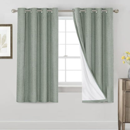 PrinceDeco Blackout Curtains 63 Inch Length 100% Blackout Linen Curtains by PrinceDeco