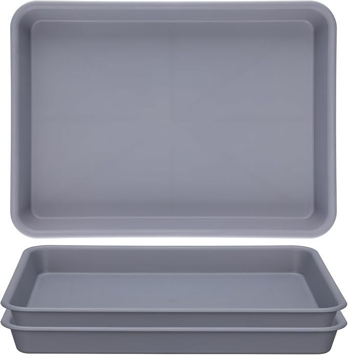 GREANER Grey Plastic Trays 11 Inch, UV Resistant Plant Pot Saucers by GREANER