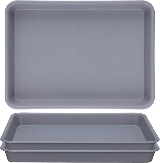 GREANER Grey Plastic Trays 11 Inch, UV Resistant Plant Pot Saucers by GREANER