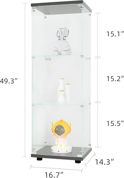 Yoluckea 3 Shelves Glass Display Cabinet - Image 2
