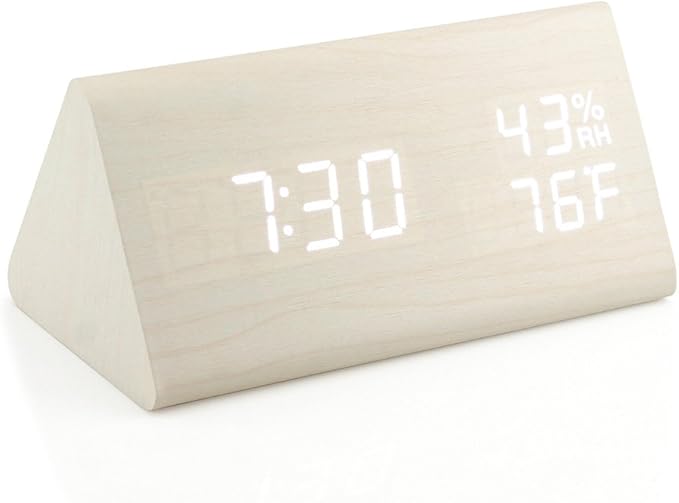 OCT17 Wooden Alarm Clock, Wood Alarm Clock Smart LED Digital Clock by OCT17