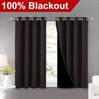 NICETOWN 100% Blackout Curtains 45 inches Length, 2 Thick Layers Completely - Image 2