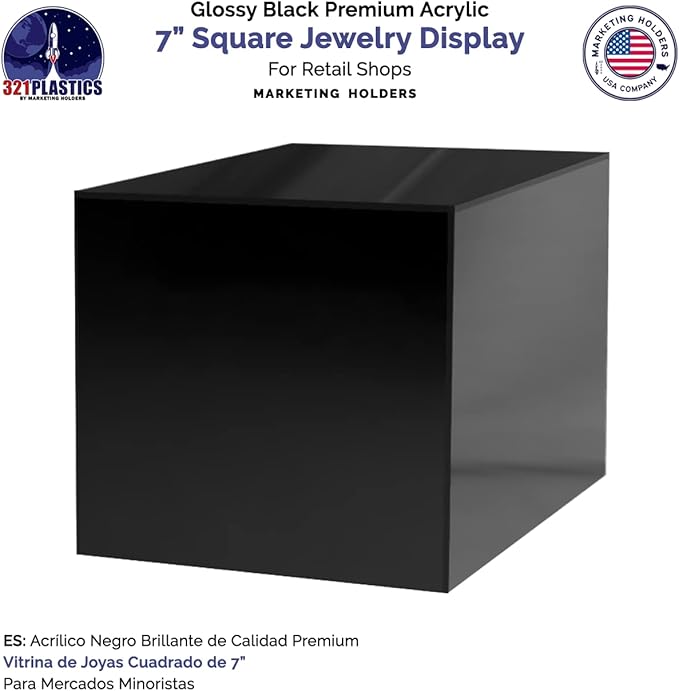 2 Pack 7 Inch Black Acrylic Display Box Versatile Square Plexiglass Retail - Image 4