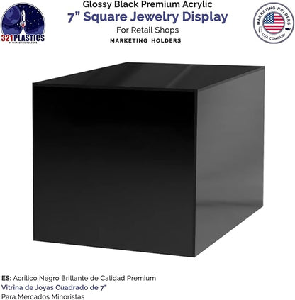 Acrylic Display Box with One Open Side 7" Black Versatile Square Plastic - Image 5