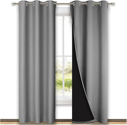 NICETOWN Silver Grey Full Shade Curtain Panels, Pair of Thermal Insulated & by NICETOWN