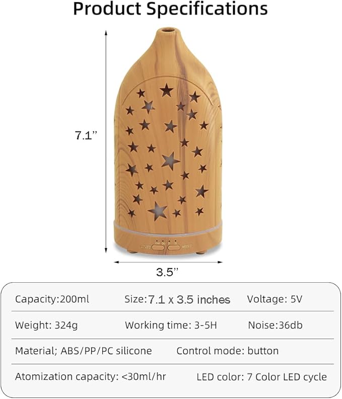 Essential Oil Diffuser, 7.1''x3.5'' Diffusers - Image 5