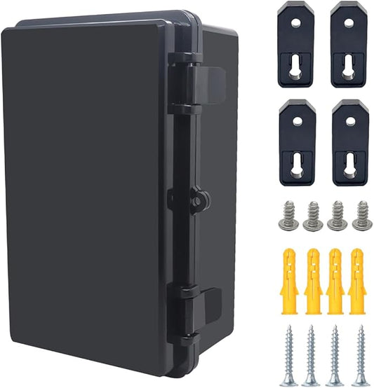 Junction Box, Hinged Black Cover IP67 Waterproof ABS Project Box by Otdorpatio