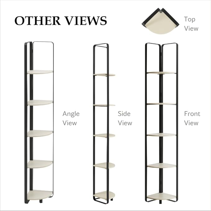 Furniture of America Leif Modern 5 Shelf Bookcase, Two-Tone Corner Bookshelf - Image 9