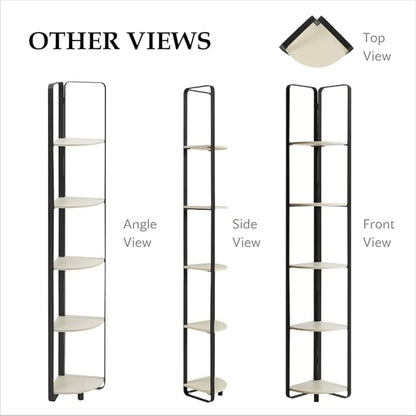 Furniture of America Leif Modern 5 Shelf Bookcase, Two-Tone Corner Bookshelf - Image 9