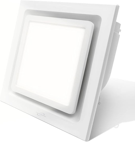 Bathroom Exhaust Fan with Light, Bathroom Fan with 6000K Square LED Combo by POWERENG