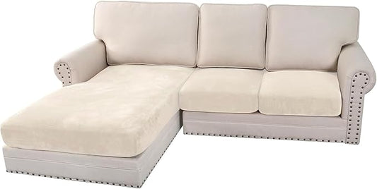 H.VERSAILTEX Velvet Stretch Sectional Couch Covers 3 Pieces Sofa Seat Cushion by HVERSAILTEX