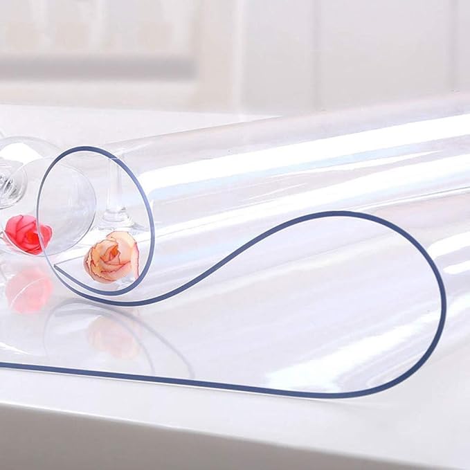 NECAUX Custom 42 x 64 Inch Clear Table Cover, 1.5mm Thick Plastic Waterproof by NECAUX