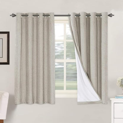H.VERSAILTEX Linen Blackout Curtains 54 Inches Long 100% Absolutely Blackout by HVERSAILTEX