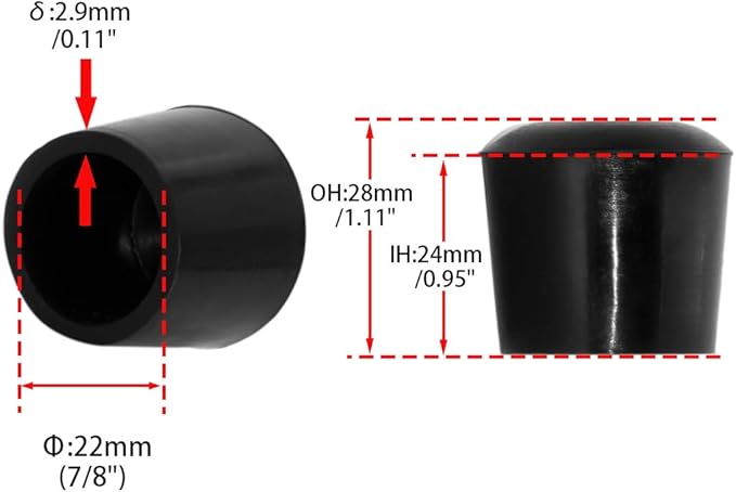 Flyshop 7/8", 22 mm, Patio Round Chair Leg Caps, Furniture Table Feet Covers - Image 3