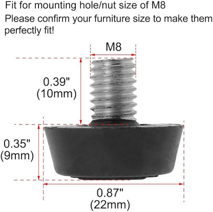 uxcell M8 x 10 x 22mm Furniture Glide Leveling Feet Adjustable Leveler Floor - Image 2