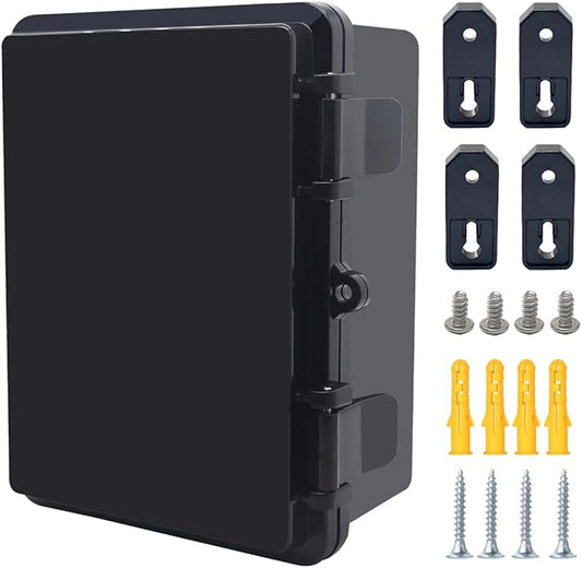 Junction Box, Hinged Black Cover IP67 Waterproof ABS Project Box by Otdorpatio