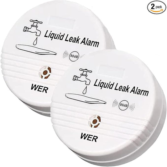 WER Water Leak Alarm Sensor, Battery Operated Leak Alert, 90dB Water Detector by WER