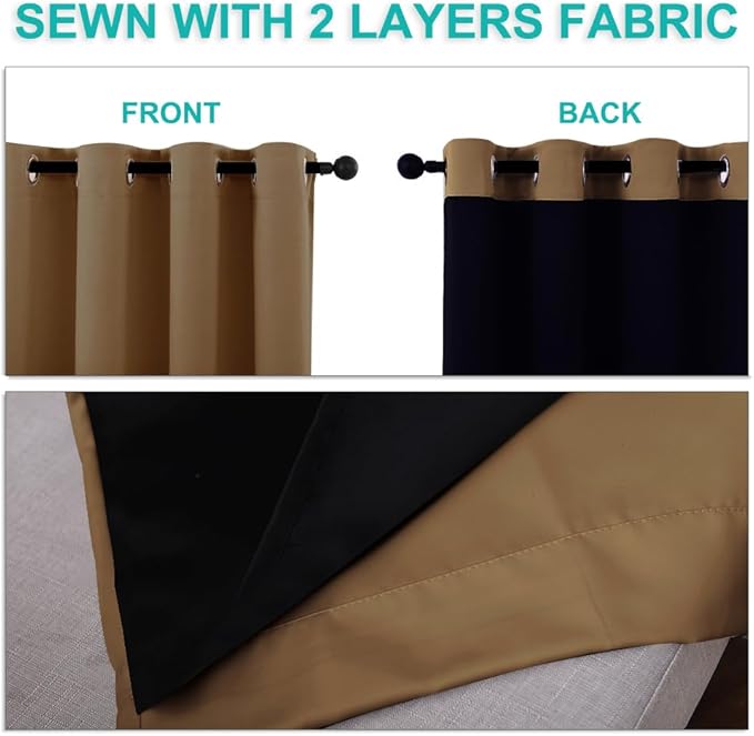 NICETOWN 100% Blackout Curtains 45 inches Long, 1 Pair, 52 inches Width Each - Image 5