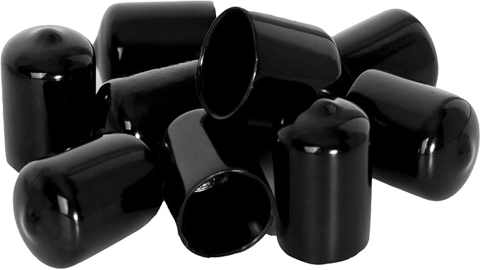 10 PCS Black Round Vinyl Rubber End Caps Kits, Flexible Screw Thread Protectors by Zinkebol