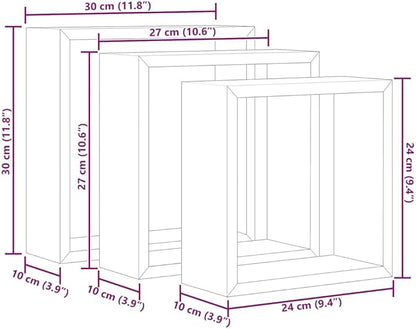 vidaXL 3 pcs Wall Cube Shelves in White and Sonoma Oak - Image 3