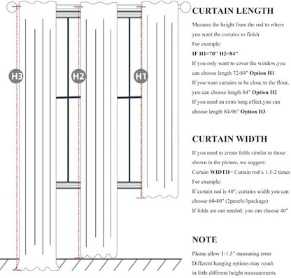 Room Darkening Curtains 63 Inches Long, Small Bay Window Blackout Dining Room - Image 3