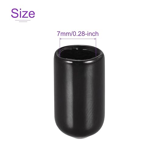 DMiotech 100 Pack 7mm ID Black Screw Thread Protectors Rubber End Caps Bolt - Image 4