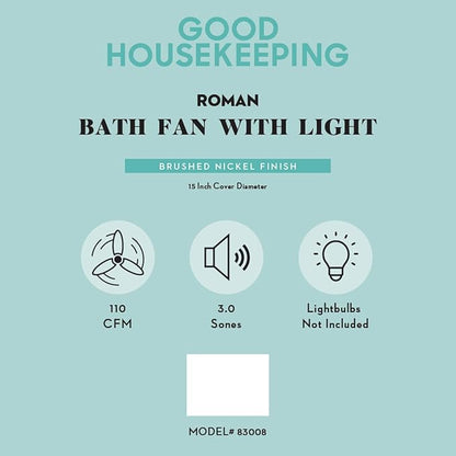 Good Housekeeping 83008 Roman Decorative 110 CFM 3.0 Sones Bathroom Ventilation - Image 3