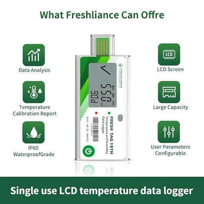 Freshliance LCD Temperature Humidity Data Logger, Single Use USB Temperature - Image 7