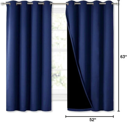 NICETOWN 100% Blackout Curtain Panels, Thermal Insulated Black Liner Curtains - Image 9
