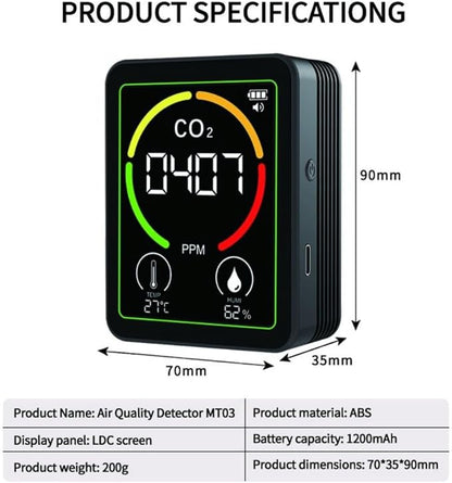 Air Quality Monitor Indoor-Portable Indoor Air Quality Meter, 3-in-1 Indoor Air - Image 2