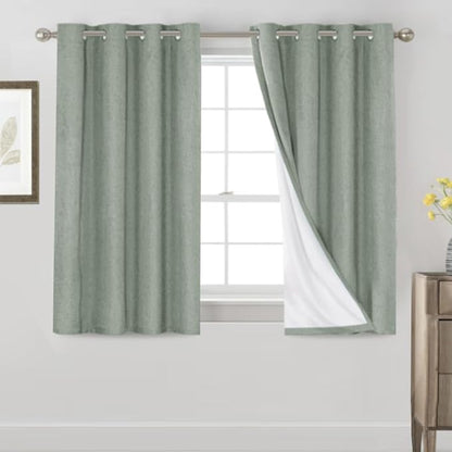 PrinceDeco 100% Blackout Curtains 54" Long Green Blackout Curtains by PrinceDeco