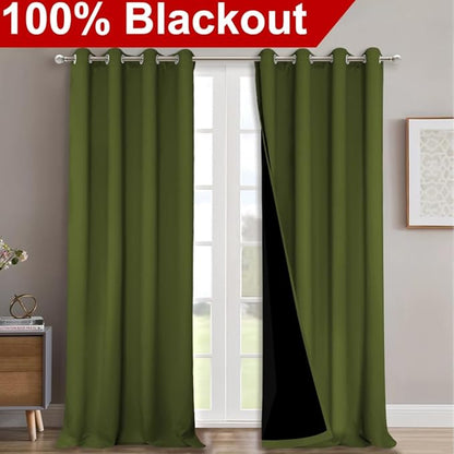 NICETOWN 100% Blackout Blinds, Olive Green, Laundry Room Decor Window Treatment - Image 2
