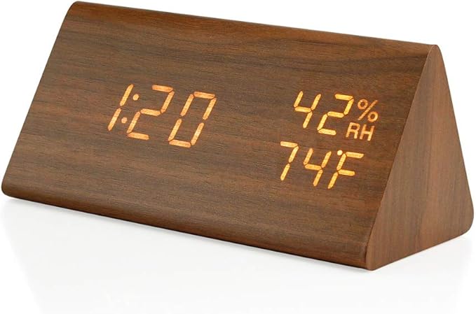 OCT17 Wooden Alarm Clock, Smart LED Digital Clock - Image 3