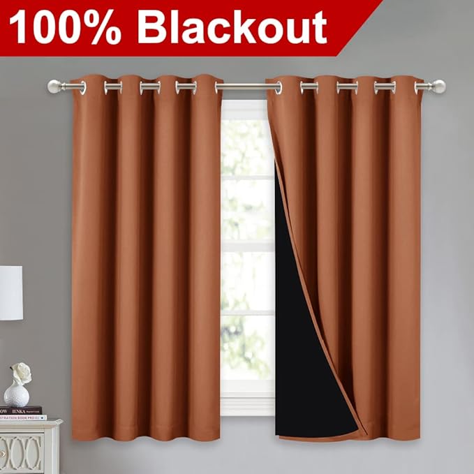 NICETOWN 100% Blackout Curtains 54 inches Long, Double-Deck Completely Blackout - Image 2