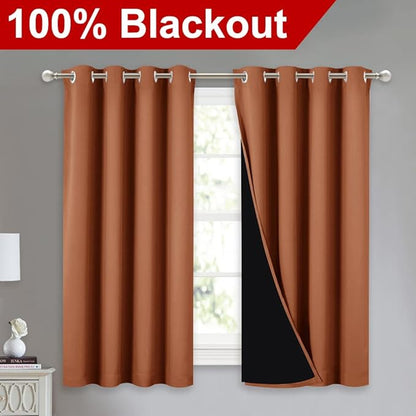 NICETOWN 100% Blackout Curtains 54 inches Long, Double-Deck Completely Blackout - Image 2