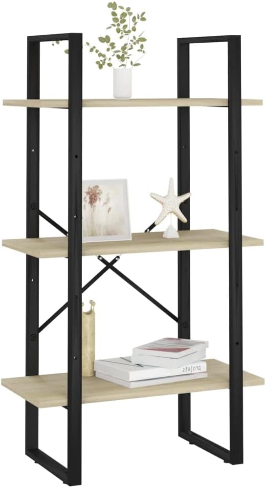 Industrial 4-Tier Storage Shelf 41.3" H Sonoma Oak Engineered Wood & Matte - Image 5
