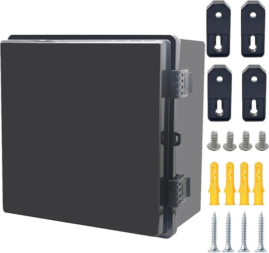 Junction Box, Hinged Black Cover IP67 Waterproof ABS Project Box by Otdorpatio