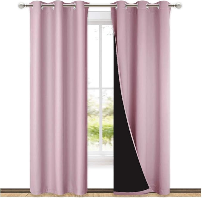 NICETOWN Blackout Curtains 80 inches Long, 2 Pieces, Lavender Pink, Full Light by NICETOWN