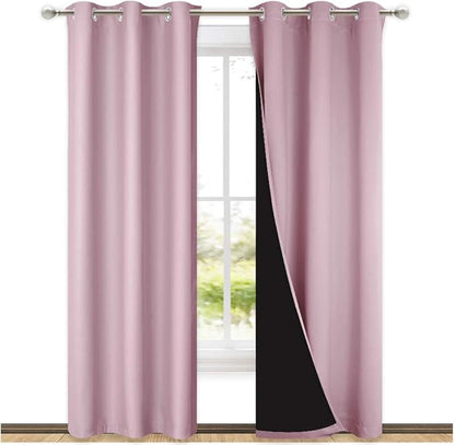 NICETOWN Blackout Curtains 80 inches Long, 2 Pieces, Lavender Pink, Full Light by NICETOWN