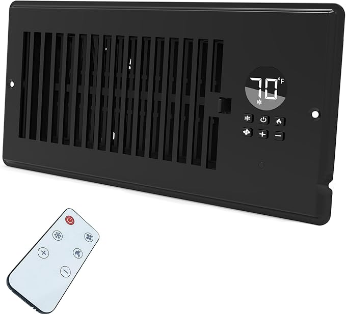 4"x10" Vent Register Booster Fan, Strong Steel Panel, Ultra-Quiet, Built-In by DDPow